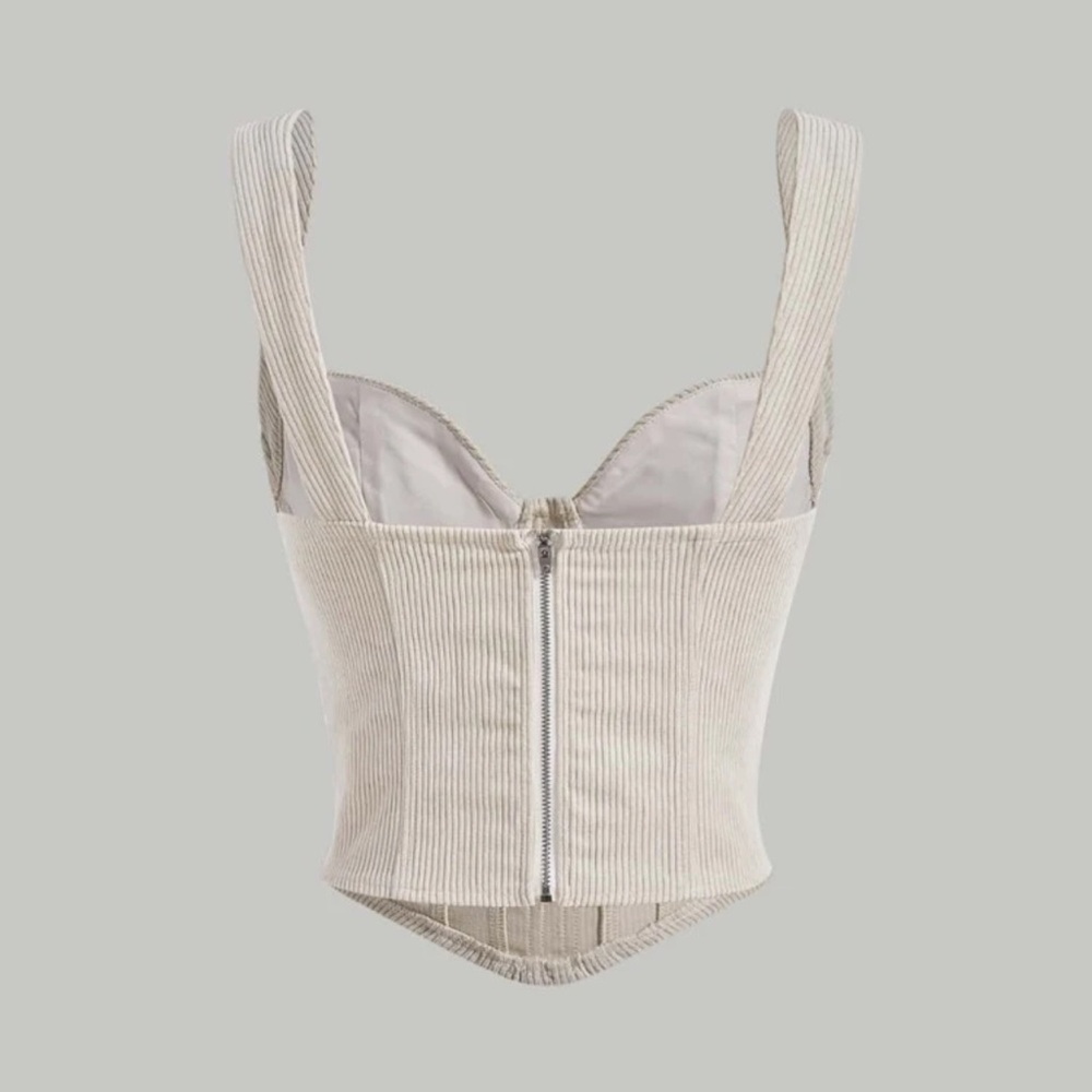 Beige Ribbed Crop Top - Picture 5 of 5